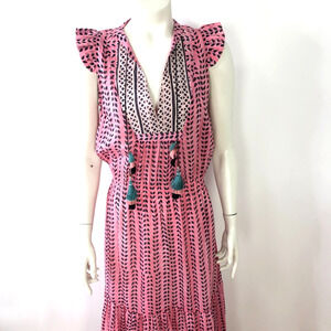 Bell By Alicia Bell Small A-Line Cotton Silk Maxi Dress Pink PLS READ STAIN